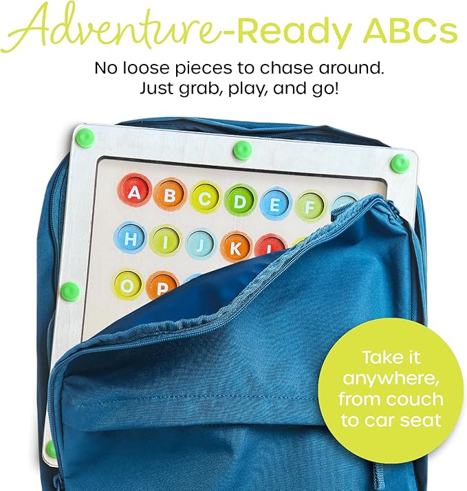 Quiggly Magnetic Alphabet and Color Maze - Montessori Magnet Puzzle for Toddlers 3-4, ABC Learning Toy for Kids Ages 3-5, Educational Travel Toy for Car and Airplanes (Uppercase, QMAMP01)