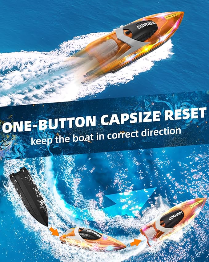 Remote Control Boat for Kids Adults: 2Pack RC Boat with LED Lights for Pools Lakes, 2.4Ghz, 50-100Mins Long Playtime, Rechargeable Batteries, Waterproof, Summer Pool Water Toys Gifts for Kids 8-12