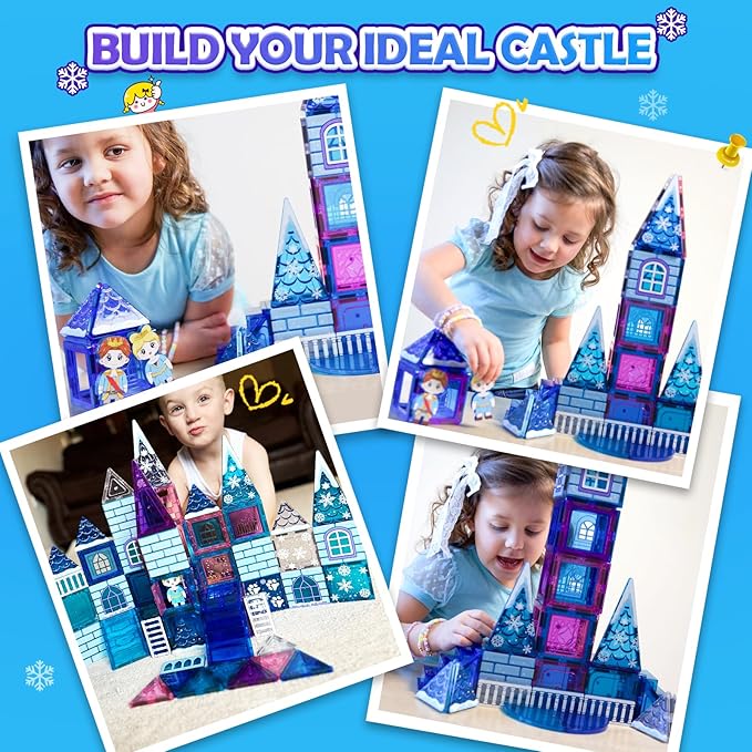Magnetic Tiles 102pcs Princess Kids Toys Magnetic Building Blocks 3 4 5 6 7 8 Year Old Girl Gifts Girls Toys Age 4-5 6-8 9-12
