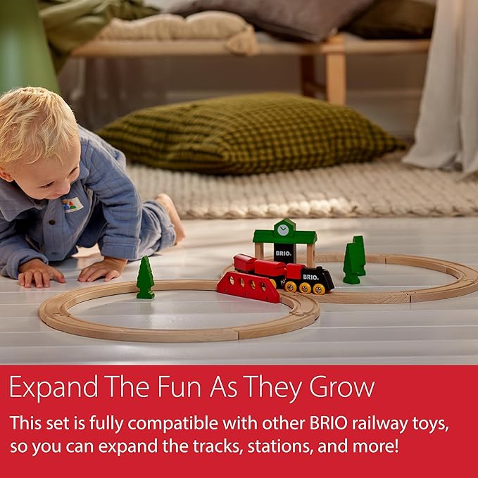 BRIO Classic Figure 8 Set - 22-Piece FSC-Certified Wood Train Set & Accessories - Includes Train, Depot, Trees, Tracks, & More - Compatible with All Sets - Fun Play for Kids Ages 2 & Up