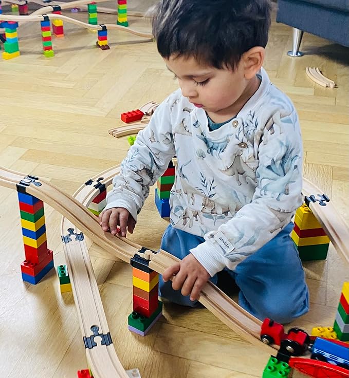 Plastic Track Connectors for Wooden Train Set - 20 Compatible Train Connectors for Duplo & Brio Train Set - Toy2 Track Connectors Spare Parts for Wooden Train Track Set - Allround Medium