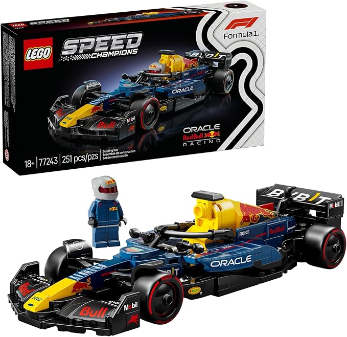 LEGO Speed Champions Oracle Red Bull Racing RB20 F1 Race Car Model Kits - Building Set for Adults, Ages 18+ with Realistic Features - Red Bull F1 DIY Crafts for Display - Gift Idea for F1 Fans - 77243