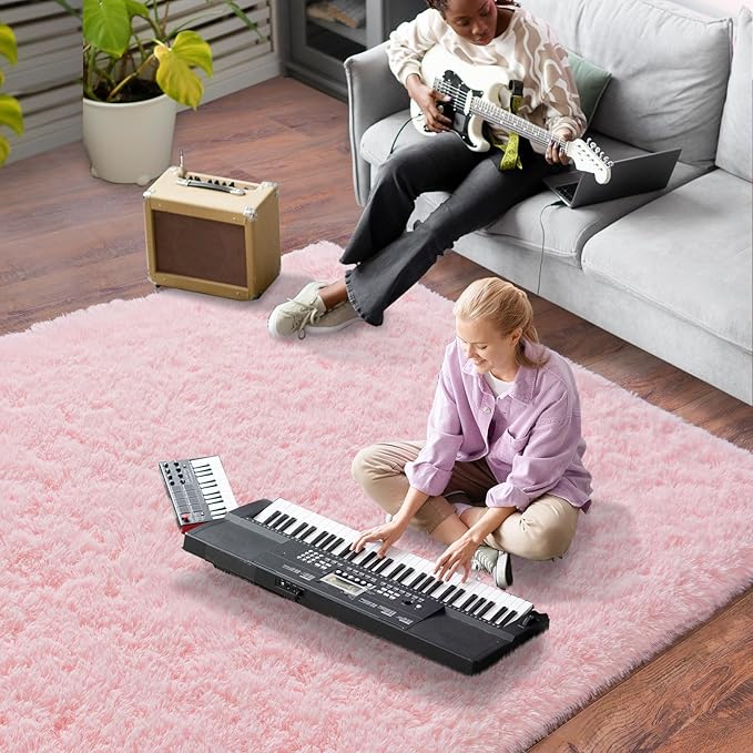 Super Fluffy Rug for Bedroom, Modern Shag Pink Area Rugs, Soft and Cozy Plush Carpet for Kids,Girls Boys and Teens Decorations for Living Room Dorm Nursery Classroom, 4x6 Feet