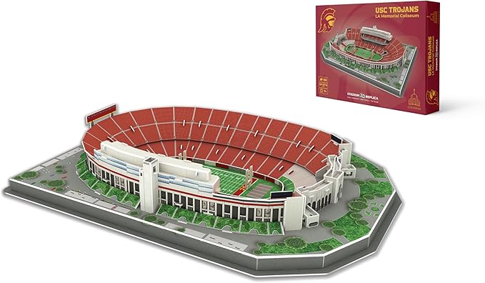 Pro Lion 3D Jigsaw Puzzle of Los Angeles Memorial Coliseum - 136 Pieces | 2 Hour Build Time | Home of USC Football Team | American College Football Gifts for Boys, Men & Kids Aged 8 & Up | Sports Fans