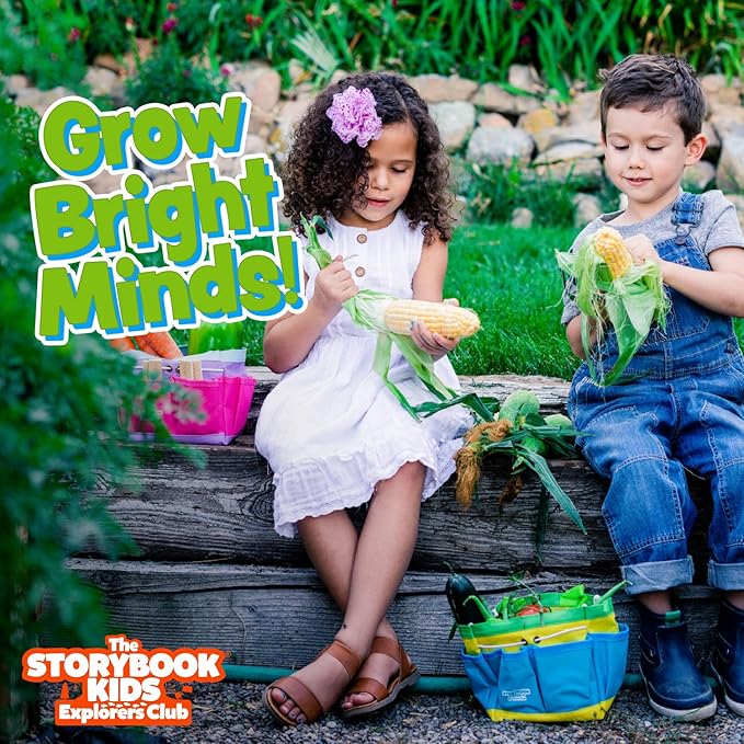 Matching Board Book - Red Kids Gardening Tools Set Includes Sturdy Tote Bag, Watering Can, Shovel, Rake, and Trowel - Garden Storybook - Kids Garden Tools- Easter Gifts for Toddler Age on up.