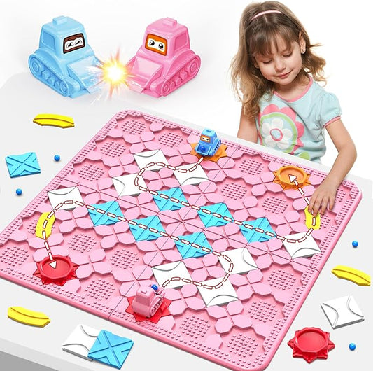 Road Builder Kids Logic Toys: Large Puzzle STEM Board Games, Educational Montessori Toys Birthday Gifts for Age 4-8 Year Old (Pink)
