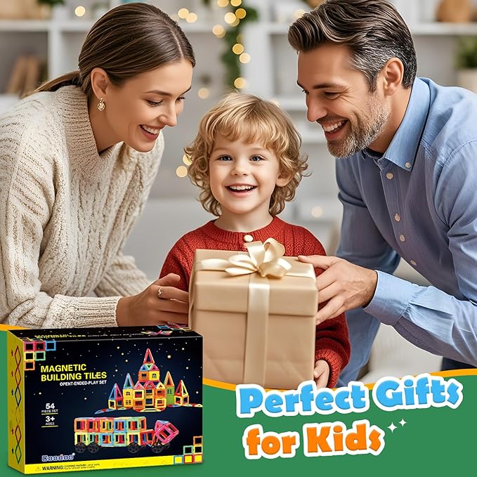 Magnetic Tiles with 2 Cars Toys for 3 4 5 6 7 8+ Year Old Boys Girls, Magnetic Blocks Building Set for Toddlers STEM Creativity Educational Toys for Kids Age 3-6