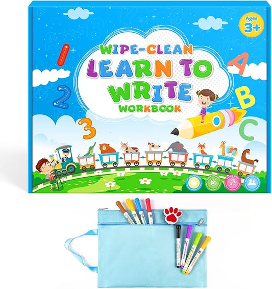 Kindergarten Books for Kids - Toys for 4 5 6 7 Year Old Boys Girls - Handwriting Practice Workbook, Educational ABC Tracing Book with Reusable Activities, Montessori Learning Toys for Kids Ages 4-6