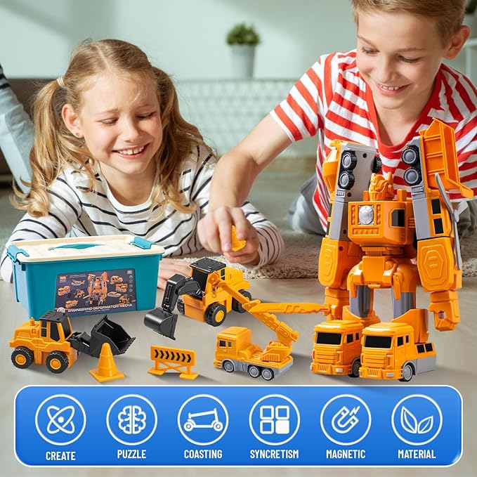Magnetic Building Blocks, STEM Transform Engineering Car Toys for Kids Ages 3-8, Montessori Sensory Educational Toys for Toddlers, Boys & Girls, Autism-Friendly Creativity-Igniting Magnetic Blocks