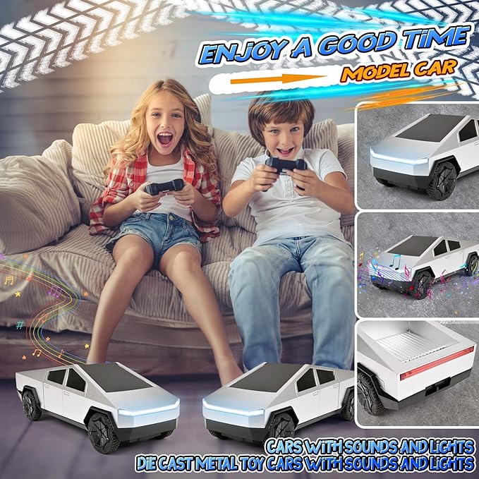 Truck Remote Control Car - Truck Toy, 2.4GHz RC Cars with Long Battery Life and Light Effects, All Terrain Electric Vehicle for Kids, Brithday Gifts for Boys Girls & Adults