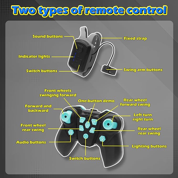 8WD Gesture Sensing Stunt RC Cars, Toys Gifts for Kids 6-12 Year Old Boys Girls, 2.4Ghz Remote Control Cars, Cool Lighting with Music, Gray (Gray)