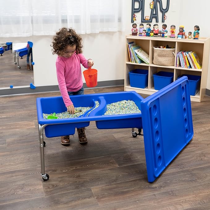Children's Factory, 1138-18, Neptune Sensory Table & Lid, 18”H, Blue, Kids Classroom, Preschool, Playroom or Kindergarten Autism Learning Activities