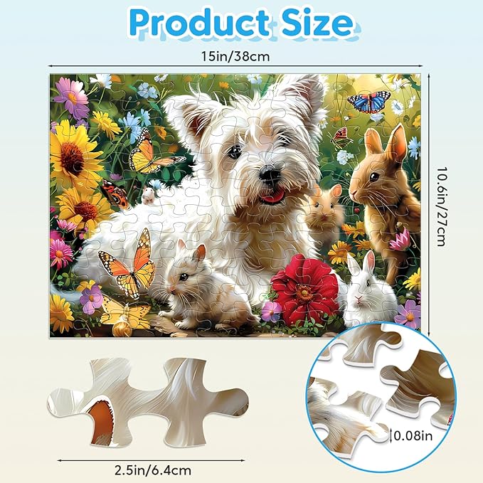 Puzzles for Kids Ages 6-8 - 4 x 100 Piece Puzzles for Kids Lovely Animals Large Piece Jigsaw Puzzles for Seniors Educational Toys Gifts Kids Puzzles for 4 5 6 7 8 9 Year Olds Boys Girls
