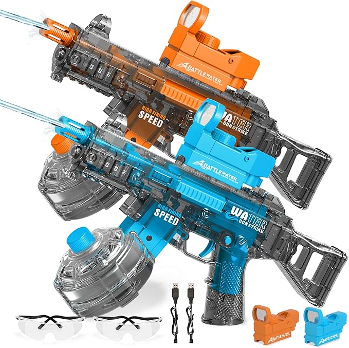 2 Pack Electric Water Guns for Adults Kids Automatic Squirt Water Gun High Capacity Water Gun Ultimate Battle Powerful Water Blaster Up To 33 FT Long Range Summer Outdoor Beach Swimming Pool Water Toy