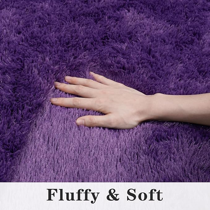 Super Fluffy 8x10 Rugs for Living Room, Modern Shag Purple Area Rugs, Soft and Cozy Plush Large Under Bed Carpet for Kids, Girls Boys and Teens Decorations for Bedroom Dorm Nursery Classroom