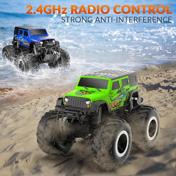 STEMTRON Amphibious Remote Control Car Toys for Boys 2.4GHz 1:16 All Terrain Off-Road RC Car Waterproof RC Monster Truck Kids Pool Toys Remote Control Boat Gifts for Kids Boys