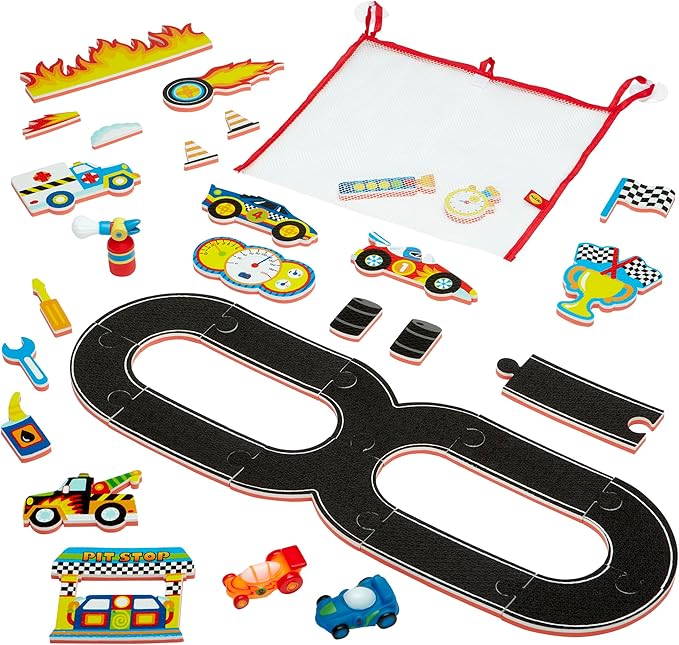 ALEX: Tub Time Grand Prix - 32 Piece Bath Time Toy Set, Car & Racetrack Playset, Foam Pieces, Water Squirting Cars, Water Toy, Kids & Toddlers Ages 3+
