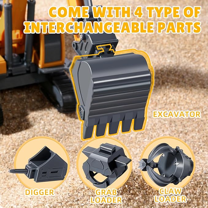 Kids Construction Toys for Boys, Excavator and Crane Trucks, Semi Truck Trailer Lowboy Tractor, Construction Playset for Toddlers, Gift for 3 Years Old and Up, Ideal Birthday Party Favor