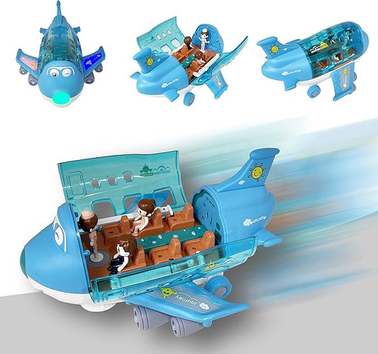 Kidsthrill Kids Airplane Toy with Bump & Go Technology, Flashing Lights, Music & Sounds - Toys for Boys & Girls 3-12