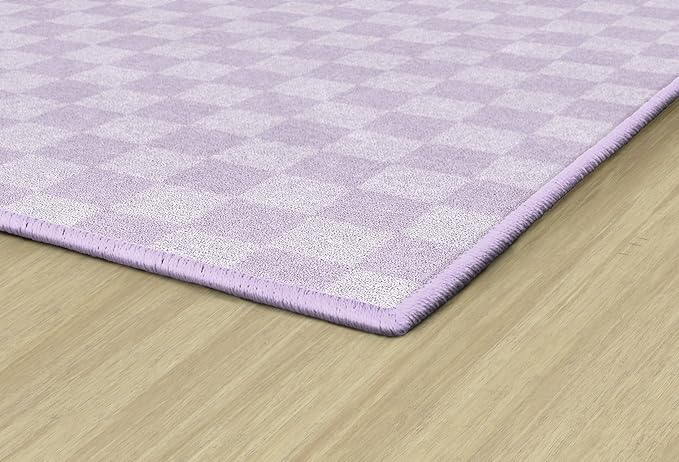 Flagship Carpets Schoolgirl Style Lavender Checkerboard Educational Area Rug for Kids Room Seating Décor, Children's Classroom, Play Carpet for Teaching and Playroom, 7'6" x 12', Purple