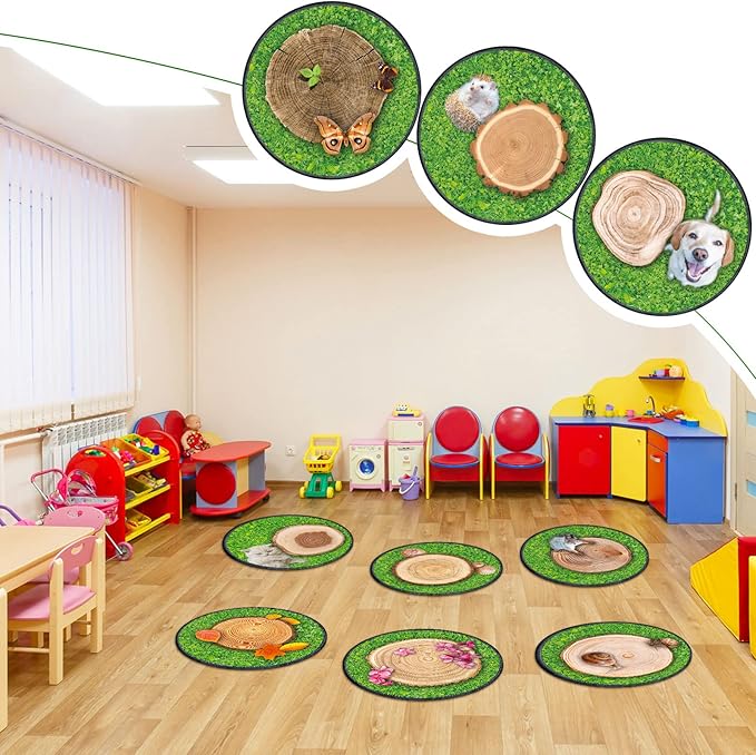 Nuanchu 12 Pcs Kids Carpet Circle Seats for Classroom 16 Inch Round Floor Mat Kids Floor Cushions Soft Educational Classroom Rug Non Slip for School Learning Playing Areas(Animal Style)