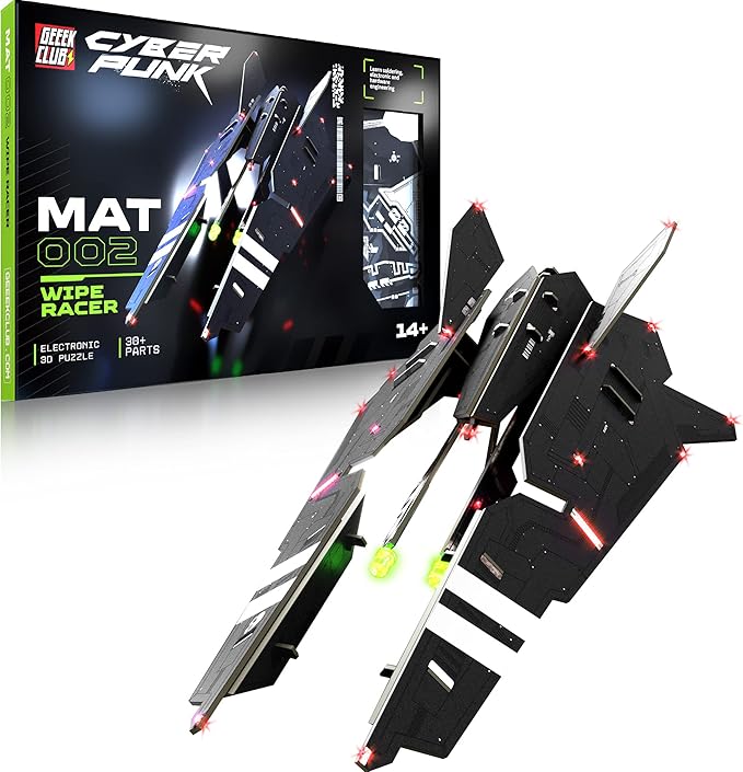 DIY Robot Building Kit - MAT002 Wipe Racer - Science Kid STEM Toys - Educational Robotics Kits for Kids - Printed Circuit Board Set - Build Your Own Robotic Helicopter - Engineering Toy Kit