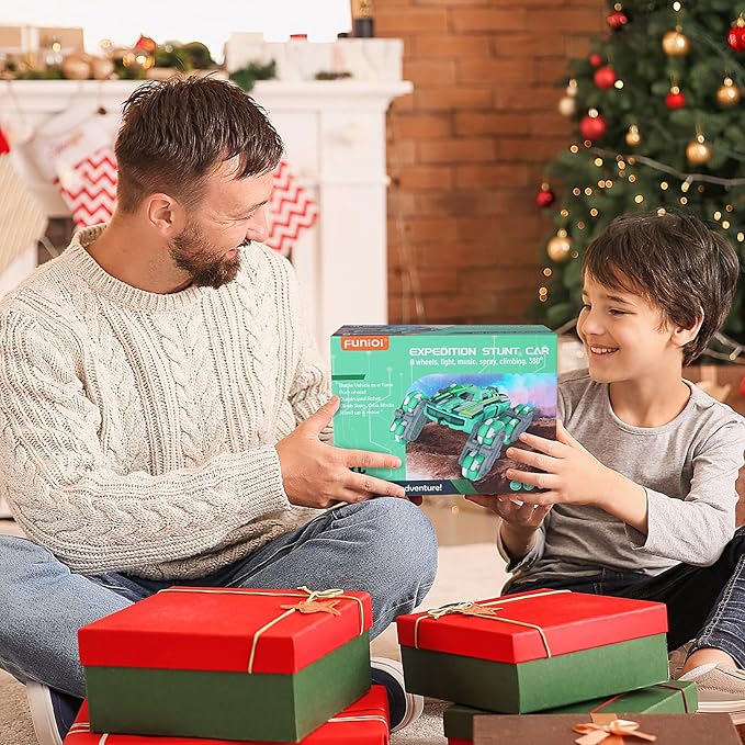 Cool 8WD RC Stunt Car for Kids Ages 6 7 8-12 13 14 Year Old - Remote & Gesture Hand-Controlled Toy with Lights & Music, Rotating Drift Car for Boys, 2.4Ghz