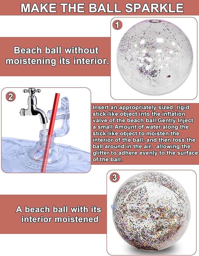 12 Pack Inflatable Beach Balls Bulk 16" Glitters Pool Toys Balls for Pool, Beach, Summer Pool Party - Swimming Pool Game Water Beach Toys Kid Party Favor Decorations Summer Blow Up Beach Ball