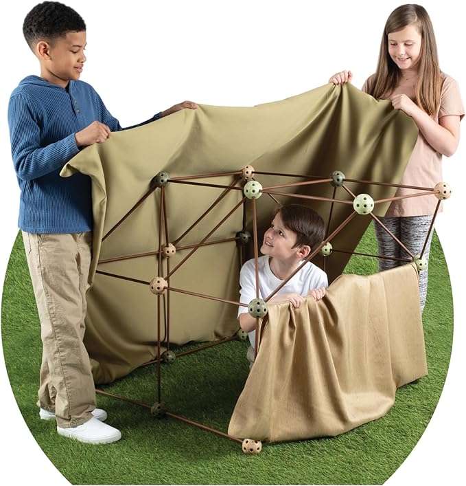Camo Color - Building Kit for Kids 6+ - Indoor Creative Fort Building STEM Toys - Durable and Portable Kit - 69 Pcs