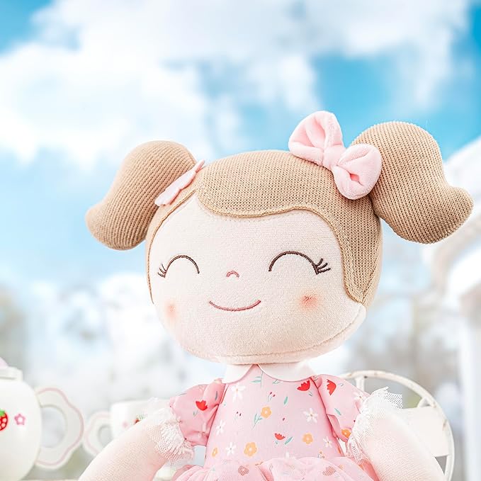 Gloveleya Baby Girl Gift Soft First Baby Doll Plush Doll Floral Pink 16"