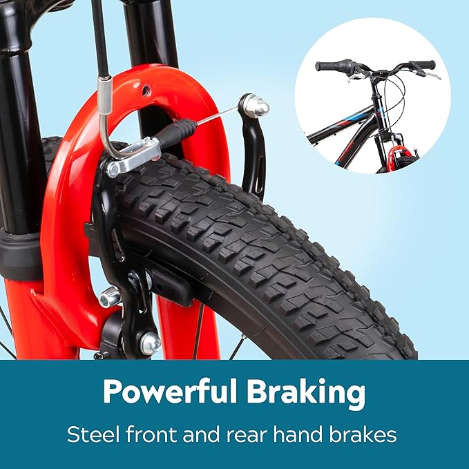 Cavern Mountain Bike for Youth or Adult Boys Girls, 7 or 21-Speed Twist Shifter Options, 20/24/26-Inch Wheels, 11 to 17.5-Inch Steel Frame, Front Suspension, Kickstand Included