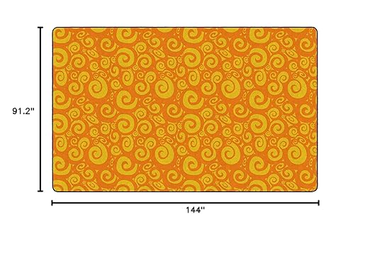 Flagship Carpets Swirl Tone on Tone Carpet for Children's Classroom and Bedroom Area Rug, Playroom or Teaching Area for Playtime and Reading, 7'6" x 12', Orange