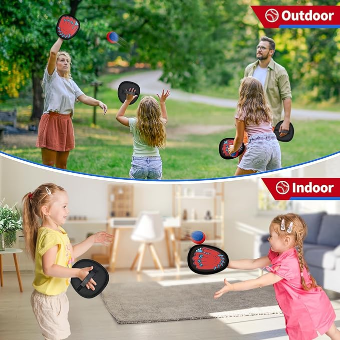 SpringFlower 4 Pack Catch and Toss Game, Toddler Catch Ball Game Set, Kids Baseball Beach Outdoor Pool Game Toy for Kids, Boys & Girls Toy for Kids Toddlers, Fun Idea Gift