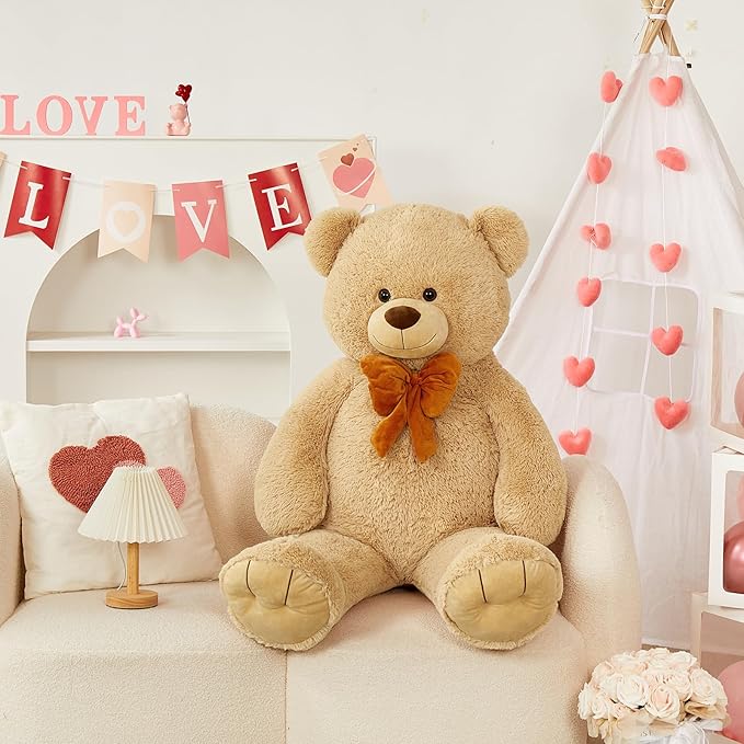 MorisMos Giant Teddy Bear 4 ft Stuffed Animal for Girlfriend,Cuddly Stuffed Big Bear Plush Toy for Christmas Baby Shower for Valentines,Wife,Children