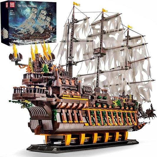 Mould King 13197 Pirate Ship Building Toy, MOC Flying Dutchman Model Ship Boat, Toy Building Sets for Adults, Halloween Decor Christmas Birthday Gifts for Teens Collections (4364 Pieces)