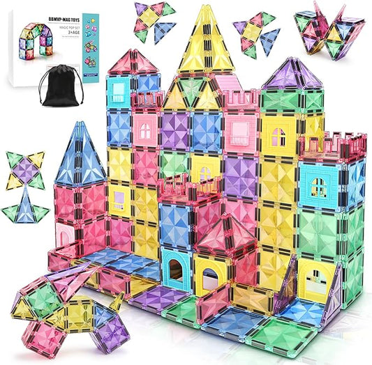 ROMDS Magnetic Tiles, Magnetic Building Blocks for Kids Ages 3+ and STEM Magnet Toys, Clear Magnet 3D Blocks Construction Playboards for Boys & Girls, Sensory Play for Preschool Learning(36 pcs)