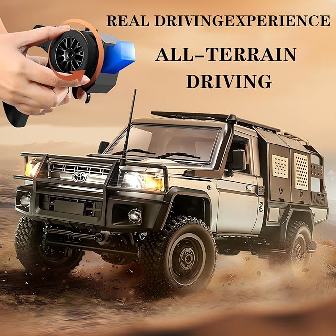 MN82S RC Rock Crawler, 2.4Ghz Toyota Remote Control Truck, 4WD 2 Speeds Switch RC Crawler Off-Road Pick-up with 2 Upgraded 1200mah Battery, 1/12 Scale Trucks (with Gift)