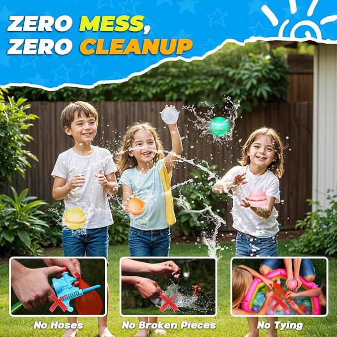 Reusable Water Balloons with Mesh Bag, Latex-Free Silicone Quick Self-Sealing Water Splash Bomb for Kids Adults Water Game, Bath Toy, Pool Toy, Summer Party Supplies (12PCS)