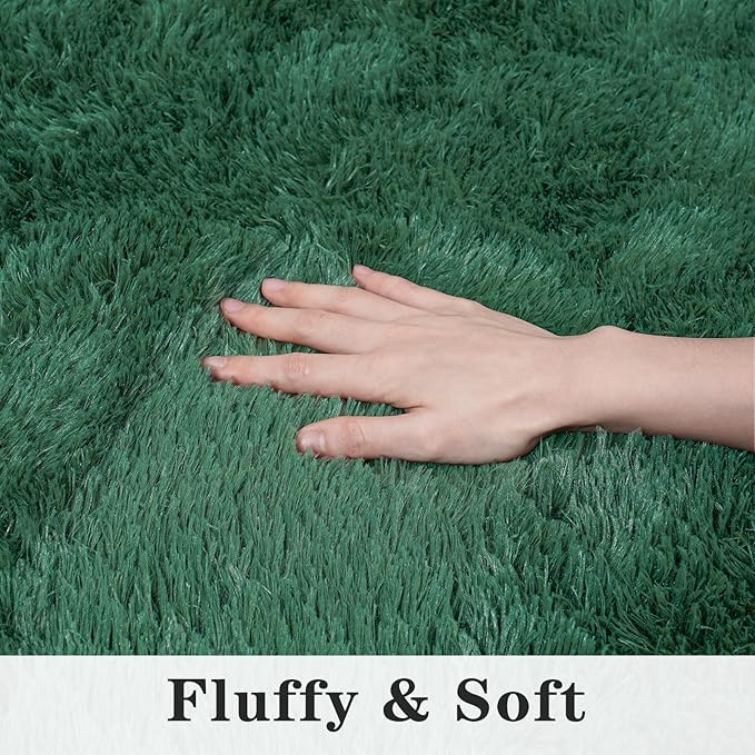 Super Fluffy Throw Rug for Bedroom, Modern Shag Green Area Rugs, Soft and Cozy Plush Small Carpet for Kids,Girls Boys and Teens Decorations for Living Room Dorm Nursery Classroom, 2x4 Feet