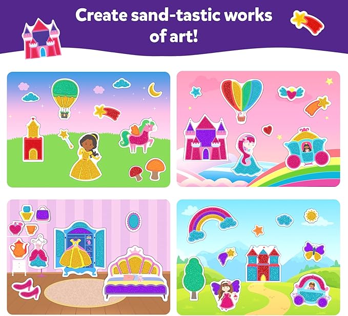 Skillmatics Sand Art Activity - Unicorns & Princesses, Create & Stick 50+ Colorful Stickers, Craft Kits & Supplies for Kids, Gifts for Girls & Boys Ages 4, 5, 6, 7, 8, 9, 10