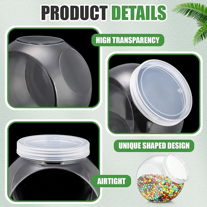 4 Pcs Plastic Candy Jar with Lid for Candy Buffet Large Storage Jar Clear Food Storage Canisters Kitchen Countertop Container for Cookies Beans Snacks Indoor Outdoor Wedding(80 oz)