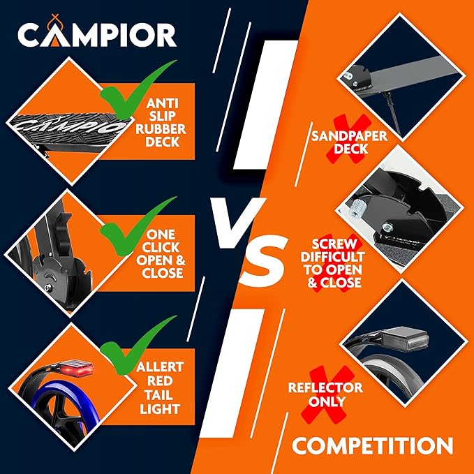 Kick Scooter for Ages 6+, for Kids, Teens, and Adults, Max Load 240 LBS, Foldable, 8-inch Big Wheels for Kids and Adults, with Kickstand, 3 Adjustable Levels, Child Safety Approved, Tree