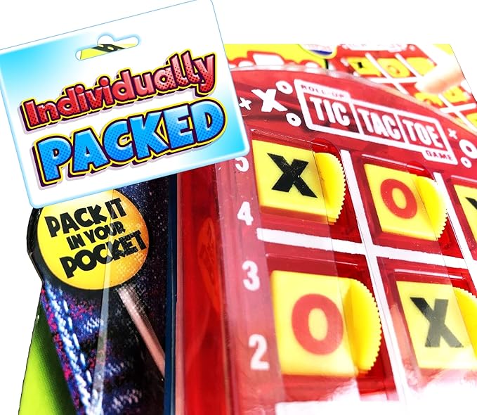 JA-RU Pocket Travel Tic Tac Toe Portable Board Games (6 Packs) | Classic Toys for Car and Airplane Games for Kids. Bulk Birthday Party Favors Plus Sticker 3256-6s