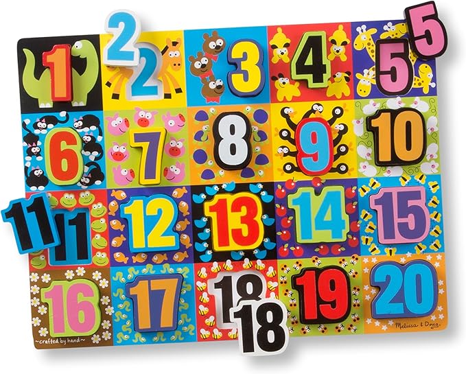 Melissa & Doug Jumbo Numbers Wooden Chunky Puzzle (20 pcs)