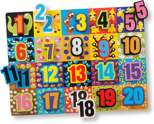 Melissa & Doug Jumbo Numbers Wooden Chunky Puzzle (20 pcs)