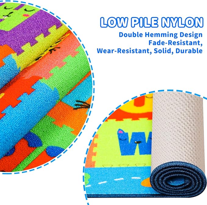 Classroom Rugs, Preschool Rugs for Elementary, School Learning Seat Area Rug, Non-Slip Educational Classroom Carpet, Washable Kids Mat for Playroom Nursery (Style 8, 13'x 7'5")