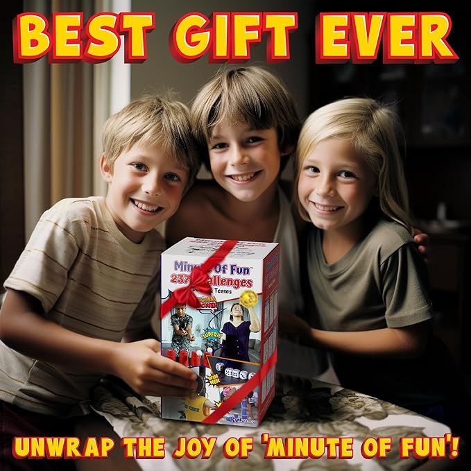 Funwares Minute of Fun Game - Minute to Win It Games for Kids, Adults, Teens, Families, Game Night, Gift for Home, Birthdays, or Travel. 2-12 Players! Original - 237 Challenges