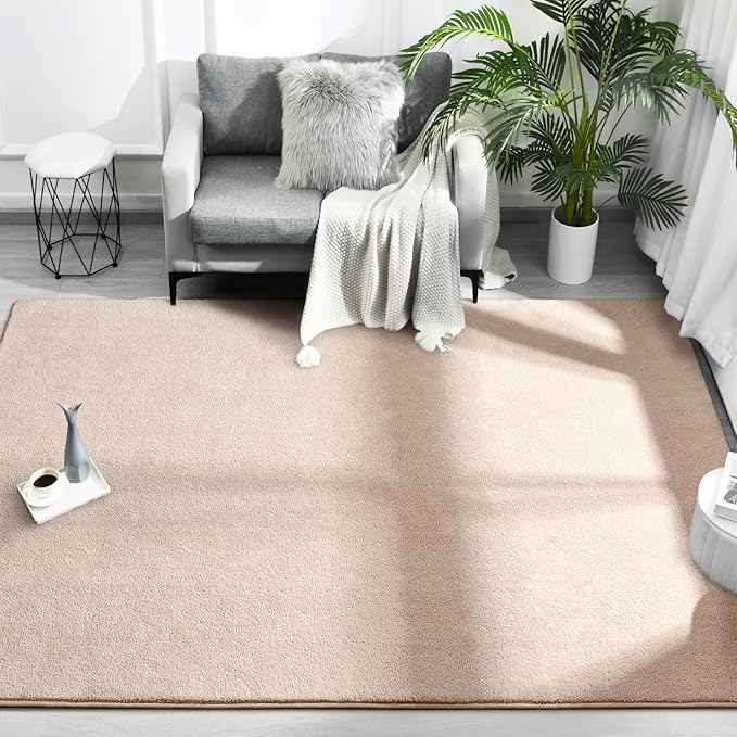 FlyDOIT Area Rugs for Bedroom Living Room, 5x8 Ivory Super Soft Comfy Thickened Memory-Foam Indoor Carpets, Modern Aesthetic Minimalist Carpet for Boys Girls Adults Apartment Nursery Home Décor