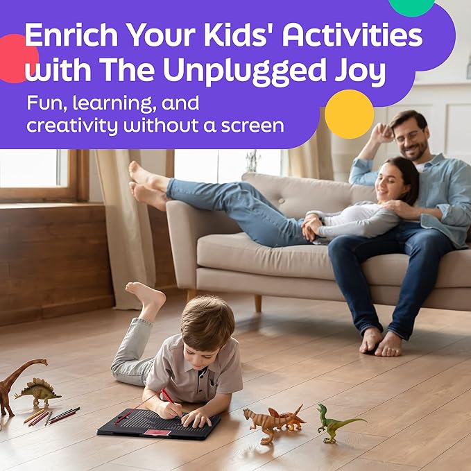 Large Magnetic Drawing Board for Kids & Toddlers with Beads and Magnet Stylus Pen - Magnetic Tablet Toy for Airplane & Car Ride Activities for Kids