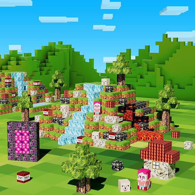 Magnetic Blocks Kids Building Toys - 1" Magnetic Cube Building Blocks Toddler Toy 126 PCS Set, STEM Sensory Toy for 3-5 5-7 Year Old Boys Girls Game Themed